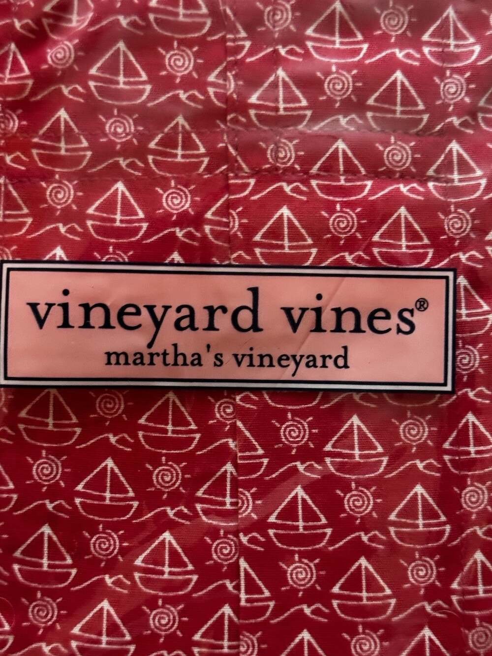 New M 32-34 Vineyard Vines Simple Sail Boxer Shorts Red Sailboat Cotton Nautical